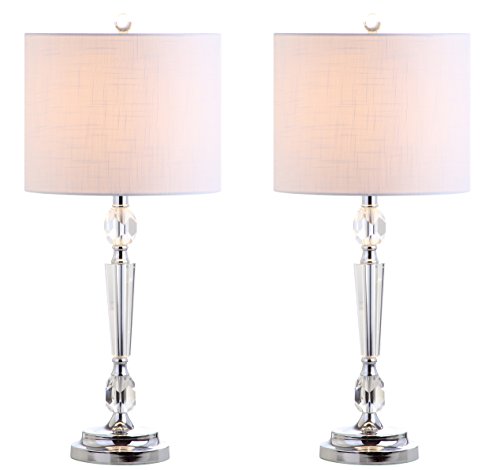 JONATHAN Y JYL2047A-SET2 Set of 2 Table Lamps Victoria 27" Crystal LED Table Lamp Modern Contemporary Bedside Desk Nightstand Lamp for Bedroom Living Room Office College Bookcase, Clear