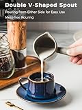 YHOJOY Ceramic Measuring Cups, Espresso Measuring Cup Double Spouts, Espresso Cup Espresso Shot Cups with Handles, 3 Oz/ 90 Ml, Gray