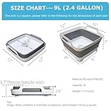 Collapsible Wash Basin 9L, Foldable Dish Tub with Drain Plug, Portable Collapsible Dish Basin, Camping Sink for Washing Dishes, Laundry & Kitchen Use,Gray