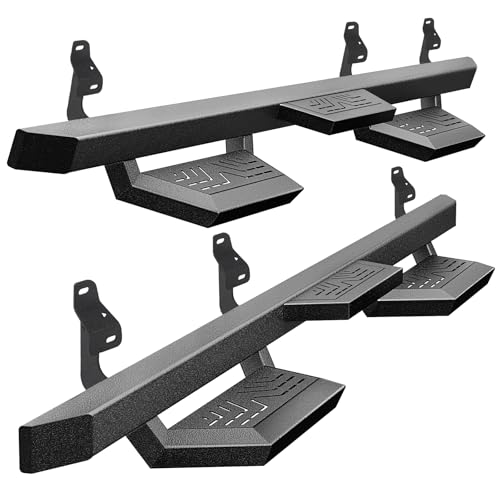 6" Running Boards for 2015-2025 Ford F-150 SuperCrew Cab 4-Doors 2017-2024 Ford F250 F350 Super Duty Crew Cab Black Carbon Steel Drop Step Side Step Rail Nerf Bars