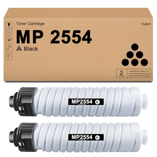 Vylent MP2554 MP3554 Toner Cartridges High Yield 842124 841993 Black Toner Cartridge Replacement for Ricoh for Afcio MP 2554 3054 3554 2554SP 3054SP 3055SP 3554SP 3555SP Printer Ink 2-Pack