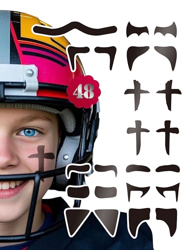48 Pairs Eye Black Stickers for Kids, Sports Eye Strips Baseball Football Softball Face Eyeblack Stickers for Sport Game Day Themed Birthday Party Supplies (Mixed5)
