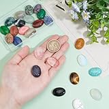 PH PandaHall 25 Pcs Oval Cabochon Flatback Semi-Precious Synthetic Gemstones Beads Quartz Chakra Crystal Stone 25x18mm for Bracelet Necklace Earring Pendant Jewelry DIY Craft Making