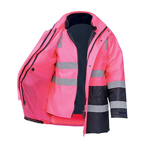 SMASYS Safety High Visibility Oxford 6 in 1 Reflective Jacket Insulated Parka, ANSI Class 3, Construction Protective Workwear