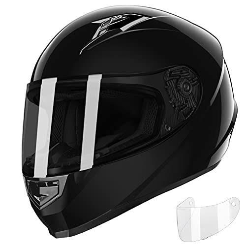 GLX GX11 Compact Motorcycle Helmet - Black, Large - Full Face w/ Tinted Visor, DOT Approved