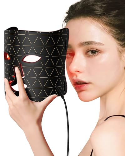 FOLOKE LED Light Therapy Face Mask, Red Light for Skin Rejuvenation, Blue Light for Relief and Skin Repair, Enhanced Skin Restoration and Double Rejuvenation Effect (dark)