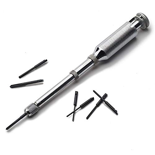9” Classic Yankee Push Drill Set – Mini Tool with 8 Double Fluted Bits – Chrome Plated Solid Brass Hand Tool, No Chuck Needed – Compact for Tight Areas by Kings County Tools