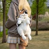 Chongker Stuffed Animals Backpack - Lifelike Stuffed Cat Plush Backpack, Handmade Cute Cat Shaped Bag, Large Dark Calico