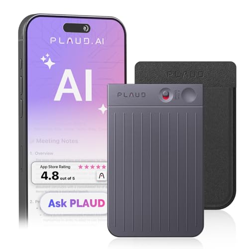 AI Voice Recorder, PLAUD Note Voice Recorder w/Case, App Control, Transcribe & Summarize with AI Technology, Support 112 Languages, 64GB Memory, Audio Recorder for Lectures, Meetings, Calls, Black