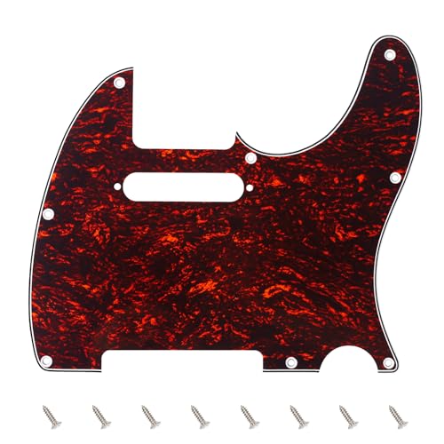Banworks 4 Ply Tele Pickguard 8-Hole Electric Guitar Pickguard Scratch Plate for USA/Mexican Fender Modern Style Standard Tele Telecaster JT/HB-03 Red Tortoiseshell