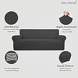 Easy-Going Stretch Sofa Slipcover 1-Piece Sofa Cover Furniture Protector Couch Soft with Elastic Bottom for Kids, Polyester Spandex Jacquard Fabric Small Checks (Sofa, Dark Gray)