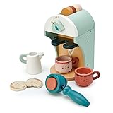 Tender Leaf Toys - Babyccino Maker - Wooden Coffee Machine Pretend Food Play Toy with Espresso Capsules and Cups - Made with Premium Materials and Craftsmanship - Age 3+