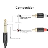 J&D 1/4 to RCA Cable, 1/4" TRS to Dual RCA Insert Cable Gold Plated Audiowave Series 6.35mm Stereo Jack to 2 RCA Male Stereo Audio Adapter Y Splitter RCA Cable, 3 Feet