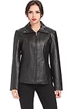 BGSD Women Tina Lambskin Leather Scuba Jacket (Also available in Plus Size & Petite), Black, Medium