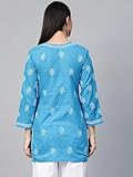 Ada Indian Needle Work Latest Chikankari Cotton Top Tunic Shirt Blouse for Women M210673 Blue