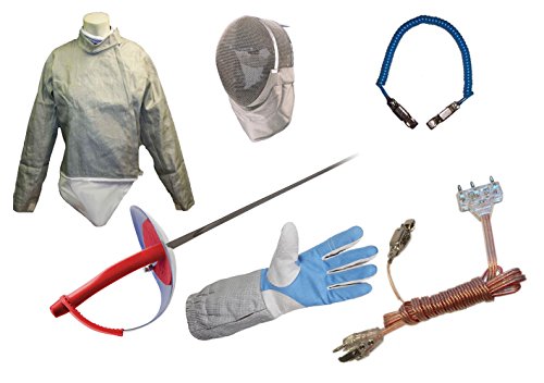 Blade Electric Practice Sabre Set 6ps - Lame, Sabre, Body Cord, Mask, Mask Connector, Practice Glove. (40, Left)