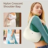 Babysun Mini Shoulder Bag Women Nylon Crescent Bag 4L Underarm Shoulder Purse Women's Shoulder Handbags Small Tote Bag Ivory