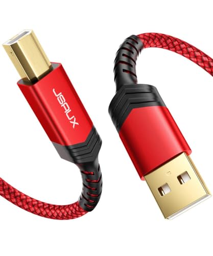 JSAUX Printer Cable, 15FT USB Printer Cable USB 2.0 Type A Male to B Male Scanner Cord USB B Cable High Speed for HP, Canon, Epson, Dell, Brother, Lexmark, Xerox, Samsung etc and Piano, DAC