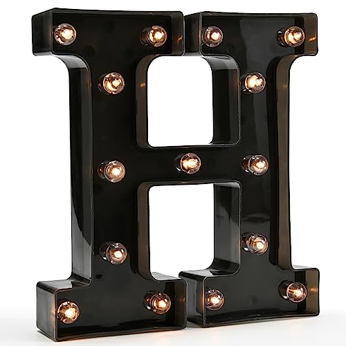 Light Up Black Alphabet Marquee Letters Sign LED Marquee Number Lights Sign for Night Light Home Bar Christmas Lamp Birthday Party Wedding Decoration H