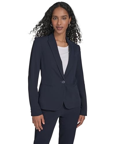Tommy Hilfiger Women's One Button Blazer Business Jacket with Flattering Fit and Single-Button, Dark Midnight, 8