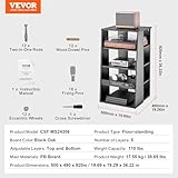 VEVOR 5-Tier AV Media Stand, Wooden Audio-Video Media Stand for DVD Players/Cable Boxes/Games Consoles, Height-Adjustable Media Storage Cabinet for Gaming, Recording Room, Black