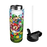 Double Wall Vacuum Insulated Water Bottles with Flip Straw Lid Stainless Steel Water Bottle Metal Thermos Leak Proof BPA-Free Cups, Thermos,Flasks(Cartoon)