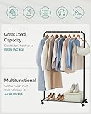 SONGMICS Clothes Rack with Wheels, Clothing Rack for Hanging Clothes, 25.4 mm Metal Garment Rack with Dense Mesh Storage Shelf, 110 lb Load Capacity, 2 Brakes, Black UHSR25BK