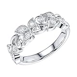 THELANDA Simulated Diamond Sterling Silver 6mm Wide Vine Fligree Leaves Petals Vintage Wedding Band Ring For Women (6)