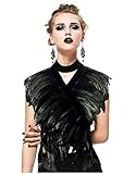 L'VOW Feather Boa Ribbon Punk Gothic Shawl Crow Witch Costume for Halloween（Black）