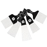 Folansy 5 Pcs Afro Comb Metal African American Pick Comb Hairdressing Styling Tool Hair Pick for Hair Styling black