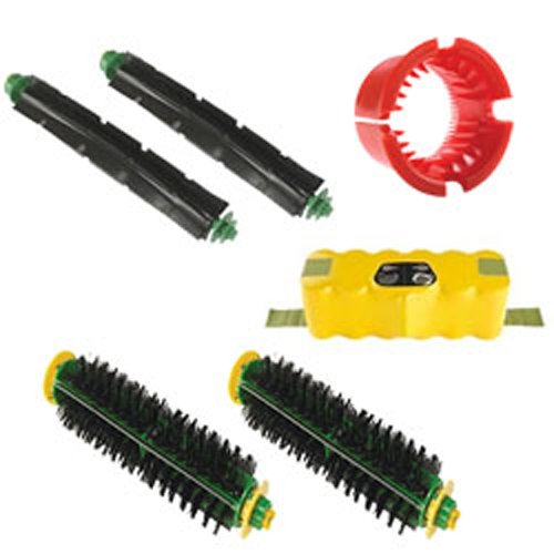 Syenrgy Digital Vacuum Cleaner Accessory Kit Works With iRobot Roomba 572 - AeroVac Vacuum Cleaner Roomba 500 - Includes: Battery, 2 Beater Brush, 2 Bristle Brush & A Bristle Brush Cleaning Tool
