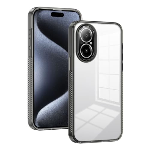 Kukoufey Compatible with Realme C67 4G（Not 5G Case Cover,Compatible with Realme C67 4G RMX3890（Not 5G Transparent Hard Acrylic pc Hard Back Plate Shockproof Protective Case Black