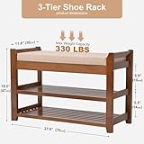 PETKABOO Shoe Rack Bench with Cushion, Shoe Rack for Front Door Entrance, Shoe Bench with Storage for Entryway Hallway Bedroom Living Room