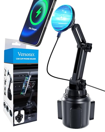 Magnetic Cup Phone Holder Car Wireless Charger for MagSafe, 15W Fast Charging Car Mount Stand for iPhone 16 Pro Max/15/14/13/12, Cupholder Expander, LED Light Ring, Strong N52 Magnets