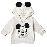 Disney Mickey Mouse Infant Baby Boys or Girls 3 Piece Outfit Set: Pants Hoodie Bodysuit Grey/White 12 Months