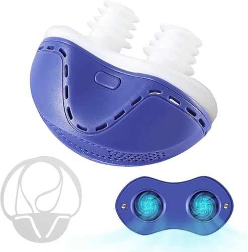 Anti Snoring Devices - Snoring Solution - Mini Sleep Apnea Devices - Upgraded Variable Speed Mini Anti Snoring - Suitable for All Nose Shapes - Sleep with Mouth Closed - Blue