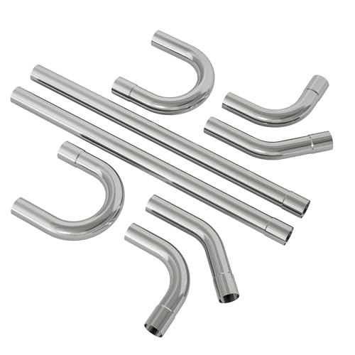 Jaxilyn Exhaust Pipe Kit 2.5 Inches Mild Steel DIY Custom Exhaust Kit Tubing Mandrel Bend Pipe Straight & U-Bend 16 Gauge Universal 8PCS