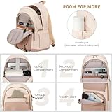 WINDARS School Backpack for Teen Girls, Cute College Backpacks for Women Students Aesthetic Bookbag Large 15.6 Inch Laptop Bag Middle School Travel Back Pack (Khaki Beige)