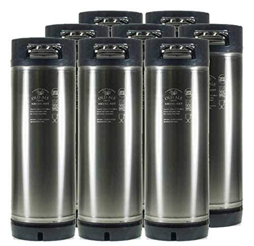 The Homebrew Shop 5 Gallon Home Brew Keg - New Ball Lock - Stainless Steel Product Tank - 8 Pack, Silver, 5 Gal