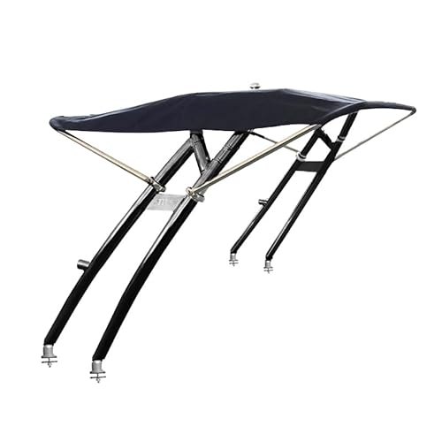 Reborn Tower Launch Reverse Arch Universal Wakeboard Boat Tower-Integrated Folding Over Tower Mounted Bimini-Fits Boats with Beams 78-106inch - 2.25inch 6063 Aircraft Aluminum (Black w/Black Bimini)