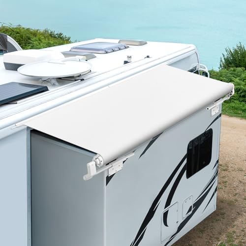Kohree RV Slide Topper Awning, Slide Out Awning Kit Cover Assembly, Modular Camper Slideout Awning Protection for RVs, 5th Wheels,Travel Trailers and Motorhomes, White, 7'9" (7'1" Fabric)
