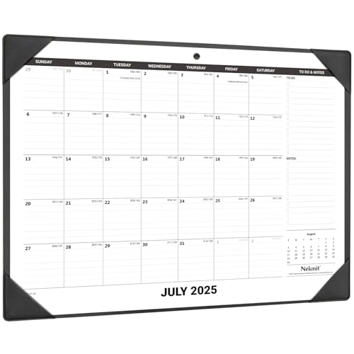 Nekmit Large Desk Calendar 2025-2026 with Desk Protecting Pad, Runs from July 2025, Office Supplies 21" x 16 1/2" Desktop Calendar for Life Planning or Organizing