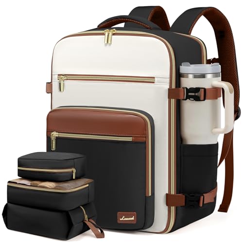 LOVEVOOK Travel Backpack For Women,40L Carry On Backpack Flight Approved,TSA Personal Item Travel Bag Fits 17 Inch Laptop,Business Weekender Overnight Daypack with Back Pad and Chest Buckle,Cubes