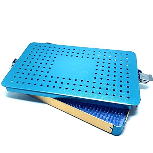 Instrument Sterilization Tray Box with Silicone mat 255mmX155mmX30mm Disinfection Sterilization ultrasonic Basket case ultrasonic Cleaning Washing Sterilization Trays opthalmic ENT