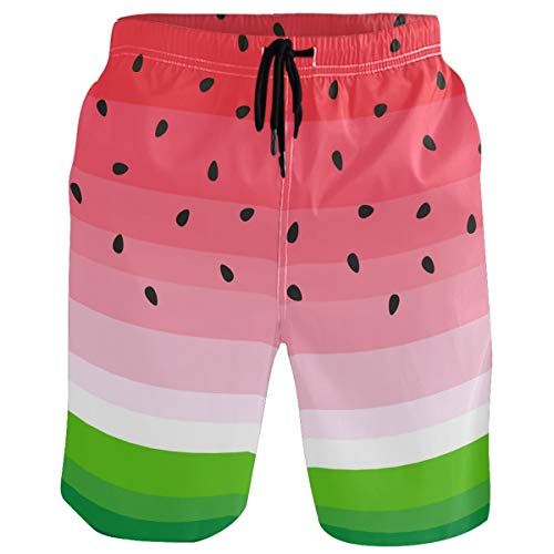 visesunny Interesting Watermelon Print Beach Shorts Men Summer Swim Trunks Sports Running Bathing Suits with Mesh Lining