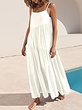 ANRABESS Women’s Summer Casual Loose Sleeveless Spaghetti Strap Tiered Asymmetric Beach Maxi Long Dress 523bai-L White