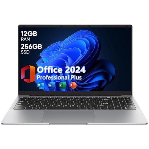 AE86 15.6" Windows 11 Laptop, Intel Celeron N4000, 12GB RAM 256GB SSD, Full HD 1080P Display, Dual-Band WiFi, Mini HDMI, Lightweight Slim Silver Notebook for Business, School, Home