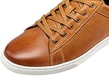 Jousen Men' s Casual Shoes Leather Dress Sneakers Business Casual Shoes for Men Breathable Fashion Sneakers (MY852 Tan 10)