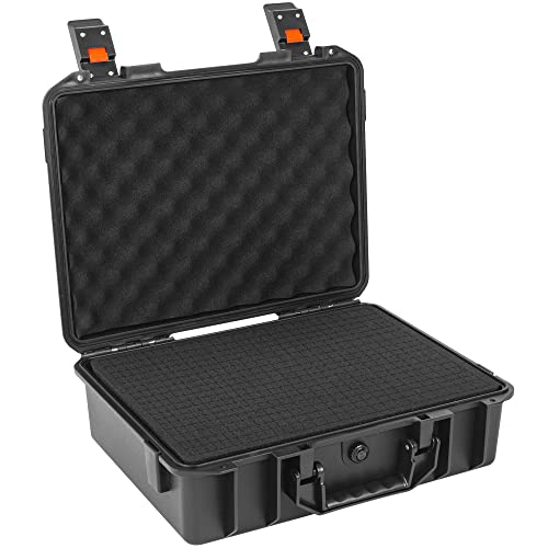 TORIBIO 16 Inch Hard Carrying Case with Customizable Foam, Waterproof Microphone Case Protector, Anti-fall Portable Storage Box for Travel Outing, 16" x 13" x 5"