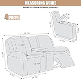 VANSOFY Recliner Loveseat Cover with Middle Console Stretch Reclining Sofa Slipcover for 2 Seat Jacquard Reclining Couch Sofa Covers Furniture Protector with Elastic Straps Bottom (Dark Gray)